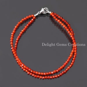 Sparkling Natural Red Cubic Zircon Beaded Bracelet, 3mm Zircon Micro Faceted Round Beads Bracelet, Red Zircon Jewelry,Double Strand Bracelet