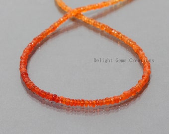 Collar de cuentas de ópalo de fuego mexicano, delicado rondelle facetado de 3 mm, 45,7 cm