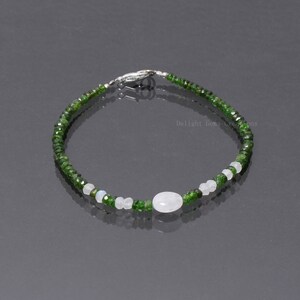 Chrome Diopside Beaded Bracelet, Chrome Diopside And Moonstone Bracelet, Faceted Rondelle Bead Bracelet, Handmade Bracelet, Gift For Her
