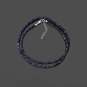 AAA++ Blue Sapphire beaded necklace-4mm-4.5mm faceted rondelle gemstone necklace-precious stone jewelry-bridesmaid gifts-gifts for her/him