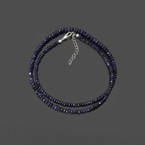 AAA++ Blue Sapphire beaded necklace-4mm-4.5mm faceted rondelle gemstone necklace-precious stone jewelry-bridesmaid gifts-gifts for her/him