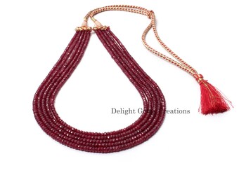 Collana Con Perline Di Rubino E Corindone Sfaccettato: Gioielli Con Pietre Preziose Fatti A Mano - Italia - Foto 2