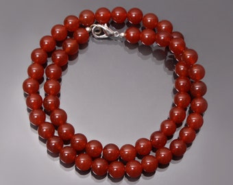 Collana di corniola, collana di perline di corniola autentica da 8,5 mm, collana di pietra arancione, collana di corniola per uomini e donne, collana regalo