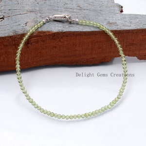 2 mm armband med fasetterade peridotpärlor, Damsmycken