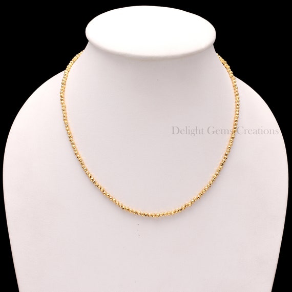 Collier ras du cou 18 perles rondelles perles facettées pierre précieuse chr