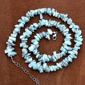Larimar Uncut Chips And Nuggets Beads Necklace, 5mm-8mm Larimar Chip Bead Necklace, Gemstone Chips Beaded Necklace, Nuggets Jewelry For Her