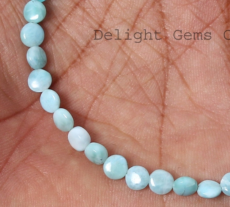 natural larimar bracelet beaded bracelet friendship bracelet dominican republic larimar smooth coin 5mm bead bracelet gemstone bracelet