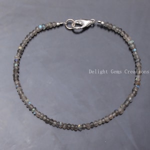 Natural Labradorite Beaded Bracelet, 3-3.5mm Labradorite Faceted Beads Bracelet, Rondelle Beads Bracelet, Gemstone Bracelet, Christmas Gift