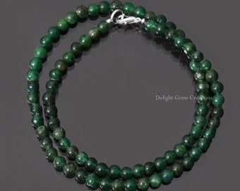 Collar de cuentas de aventurina verde, cuentas redondas lisas de 5,5 mm, collar para mujer
