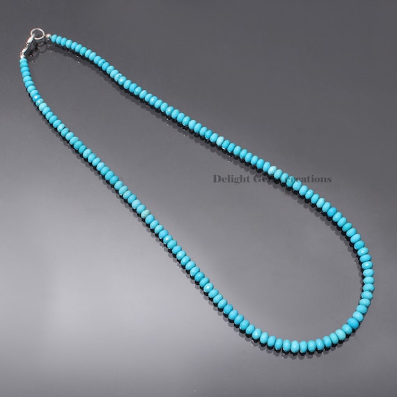 Genuine Sleeping Beauty Turquoise Bead Necklace, 4mm-5.5mm