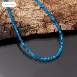 Natuurlijke AAA++ blauwe Ethiopische opaal kralenketting-3 mm-4 mm gladde rondel edelsteen ketting-opaal sieraden-jubileum geschenken-bruidsmeisje cadeau