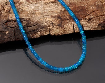 Collar con cuentas de ópalo etíope azul natural - Rondelle de 3-4 mm