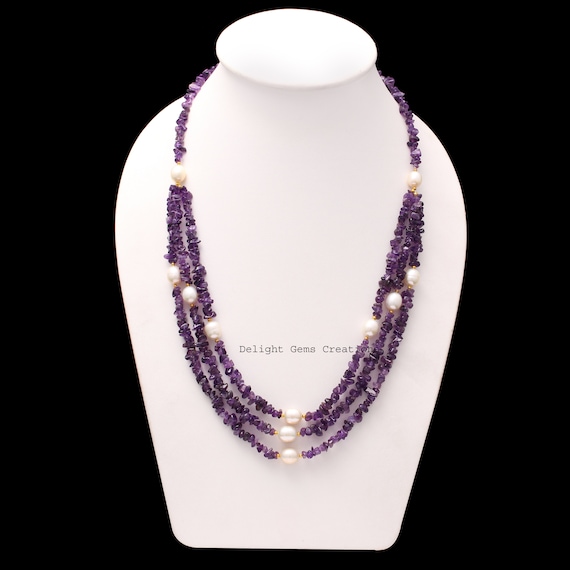 ネックレス・ペンダント [NIRO] AMETHYST PURPLE POINT PEARL NECKLACE #58 A Perfect Little Purple Amethyst Crystal Point Wrapped in