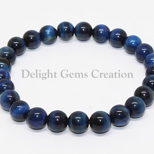 Blue Kyanite Bracelet, Stretch Bracelet, 8mm Smooth Round Kyanite Beaded Bracelet, Natural Blue Kyanite Beaded Bracelet, Men&#39;s Bracelet