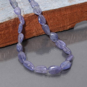 AAA++ Natural Tanzanite Beaded Necklace, Tanzanite Smooth/Plain Tumble Bead Necklace// 18 Inches Necklace, Tanzanite Halloween Necklace