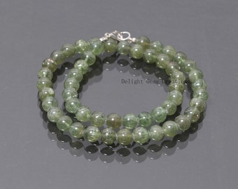Collana di perline di apatite verde, pietra preziosa rotonda liscia da 8 mm, unisex