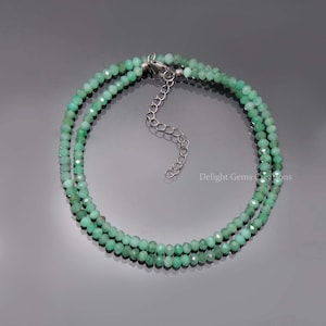 Natural Emerald Beaded Necklace, 3-4mm Emerald Faceted Rondelle Beads Necklace, Emerald Jewelry, Green Necklace, Handmade Necklace, Gift Her