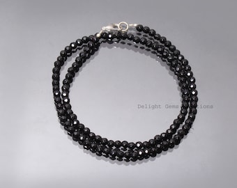 White Moonstone Black Spinel Round Bracelet for Women Silver Gemstone Jewelry August Birthstone