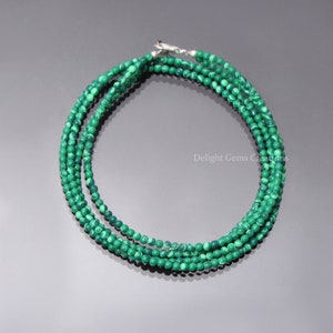 Natürliche grüne Malachit / Howlith Perlenkette, 3 MM glatte runde grüne Edelsteinkette-Winzige Perlen Halskette-Brautjungfer Geschenk-Weihnachtsgeschenk