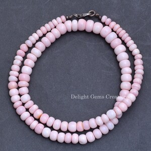 Pink Peruvian Opal Necklace, 8mm Rondelle Beads, 16 Inch image 6