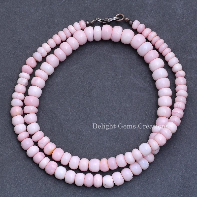 Pink Peruvian Opal Necklace, 8mm Rondelle Beads, 16 Inch image 6
