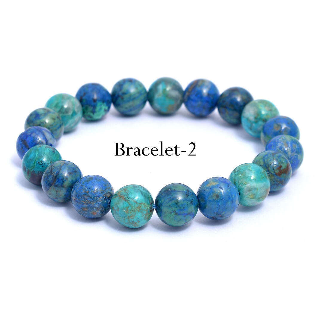 Bracelet En Pierre Naturelle Chrysocolle Perles 6mm - Vert - Sans Fermoir - Neuf