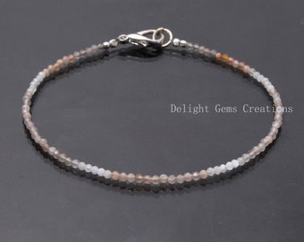 Beautiful Multi Moonstone Beaded Bracelet, 2mm Multi Moonstone Micro Faceted Round Beads Bracelet, Pretty Women's Bracelet, Christmas Gift