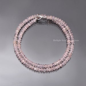 Morganite Smooth Rondelle Kralen Ketting 5mm-5.25mm Roze Morganiet Edelsteen Kralen Ketting, AAA ++ Morganiet Roze Beryl Ketting Sieraden