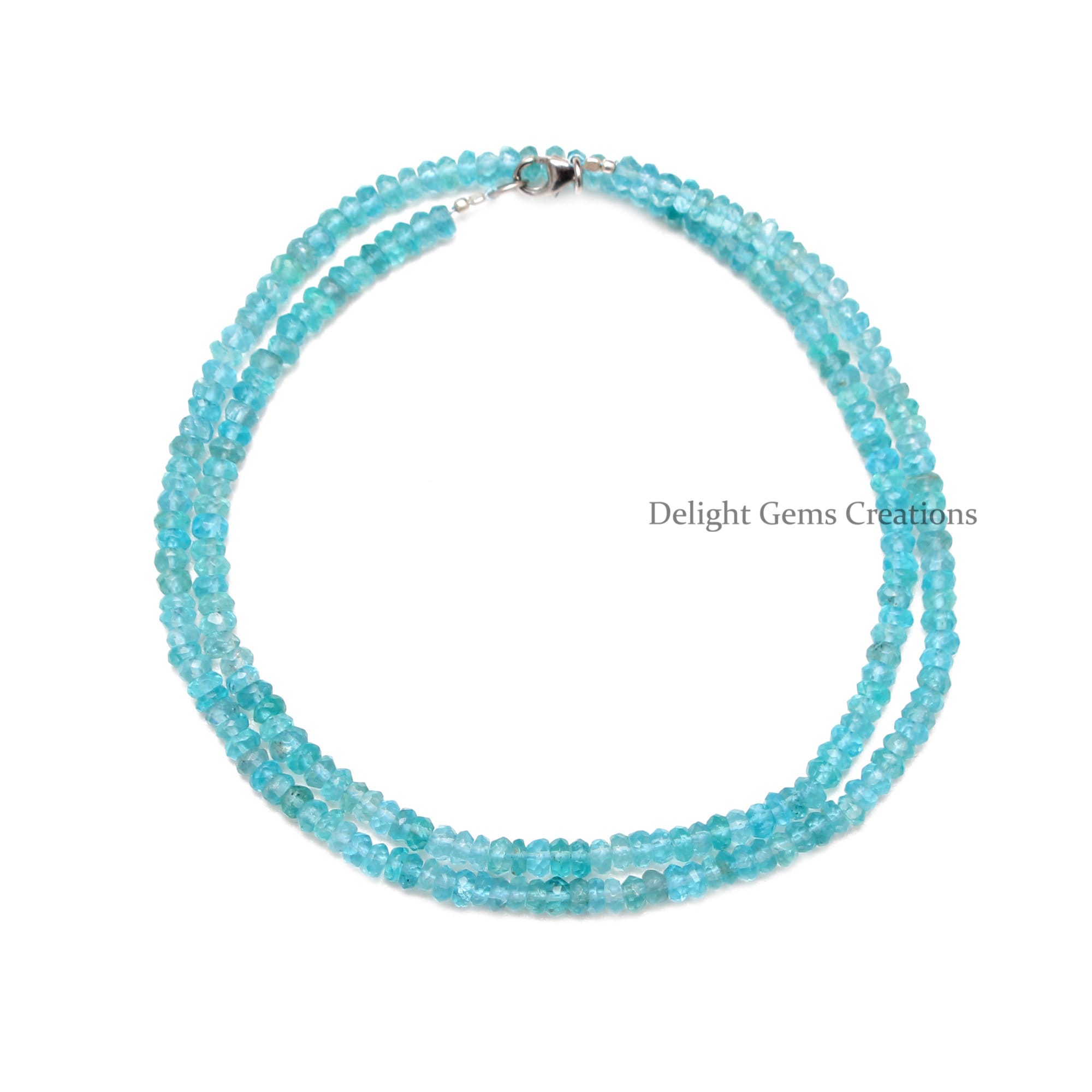 Collier Pour Femmes 24'' En Perles D'apatite Naturelle Facettées - Bleu - Artisanal Inde