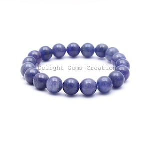 Tanzanite Stretch Bracelet, Natural Tanzanite Gemstone Beaded Bracelet, 8mm Tanzanite Round Beads Stacking Bracelet, Tanzanite Bracelet
