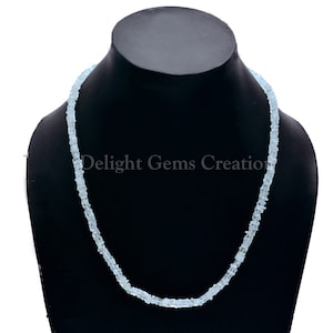 Sky Apatite Heishi Square Beads Necklace, 4mm-4.5mm Apatite Gemstone Heishi Necklace, Beaded Necklace, Birthday Gift For Her, Blue Necklace