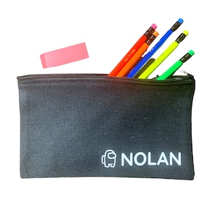 Personalized Back To School Gift, Pencil Bag Case, Canvas Pencil Holder, Custom Zipper Pouch, Cute Kids Gift Ideas