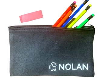 Cadeau personnalisé de retour à l’école, étui de sac de crayon, support de crayon de toile, poche de fermeture éclair faite sur commande, idées mignonnes de cadeau d’enfants
