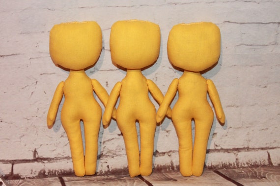 3 Doll Body Doll Making Supply Orange Doll Blank 7.5 Inches 