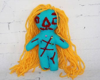 Blue Gift Voodoo Doll Girl Goth Doll