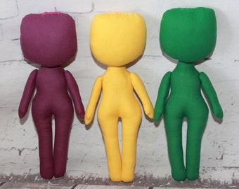 3 corps de poupée vierges colorés de 18 cm/7,5 pouces Fourniture de fabrication de poupées