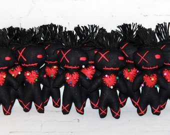 10 Black Voodoo Dolls Set