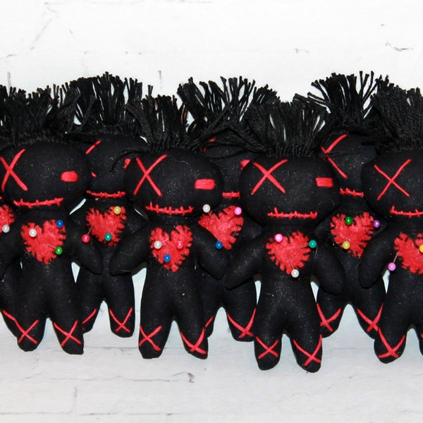 10 Black Voodoo Dolls Set