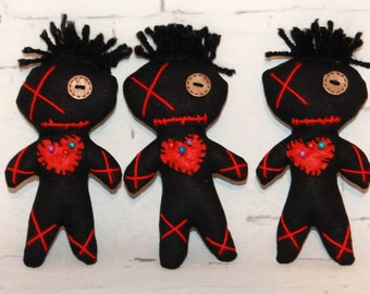 3 Voodoo Puppen Schwarz 12 cm Liebe Geschenk