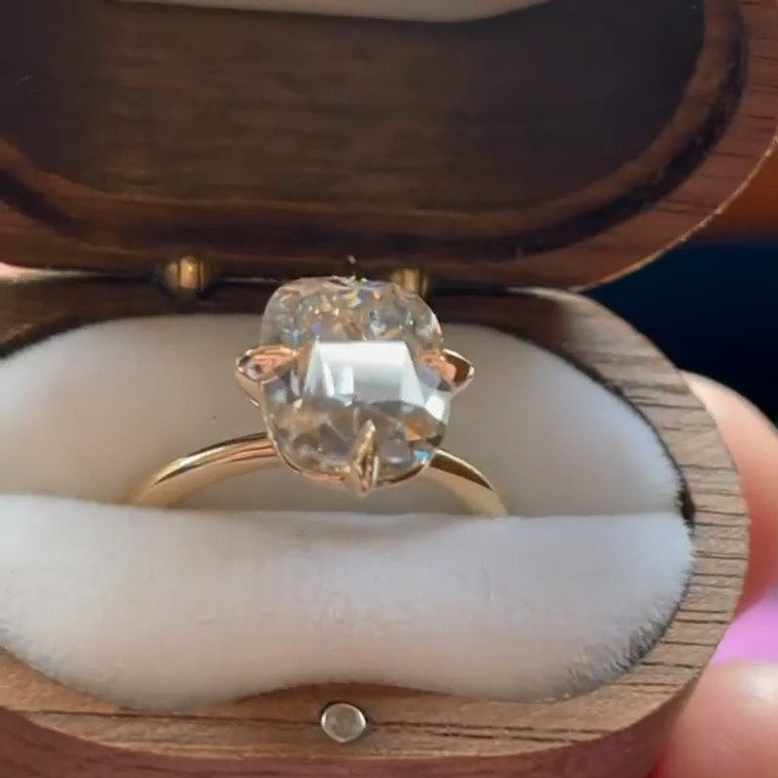 Elongated Old Mine Cushion Cut 1.80 CT Moissanite Engagement Etsy