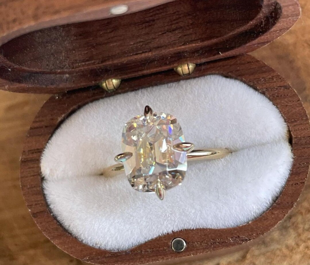 Old Mine Cut Antique Cushion Cut Moissanite Engagement Ring Etsy UK