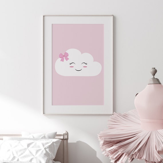 Cloud Nursery Print Printable Nursery Art Pink Cloud Print Etsy