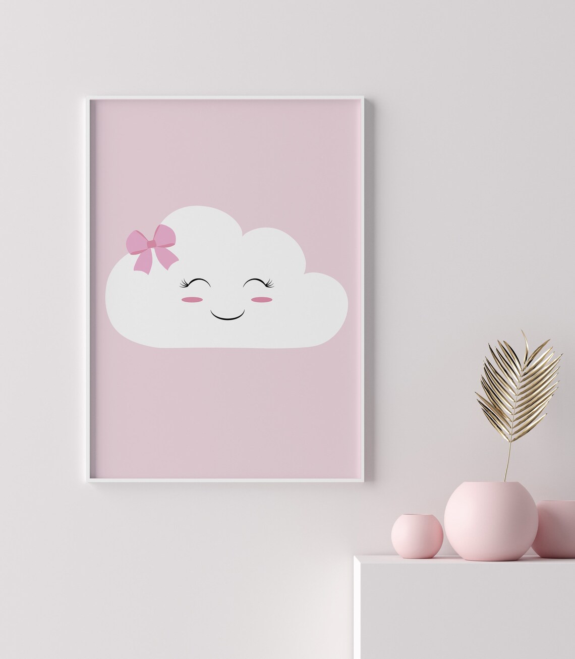 Cloud Nursery Print Printable Nursery Art Pink Cloud Print Etsy