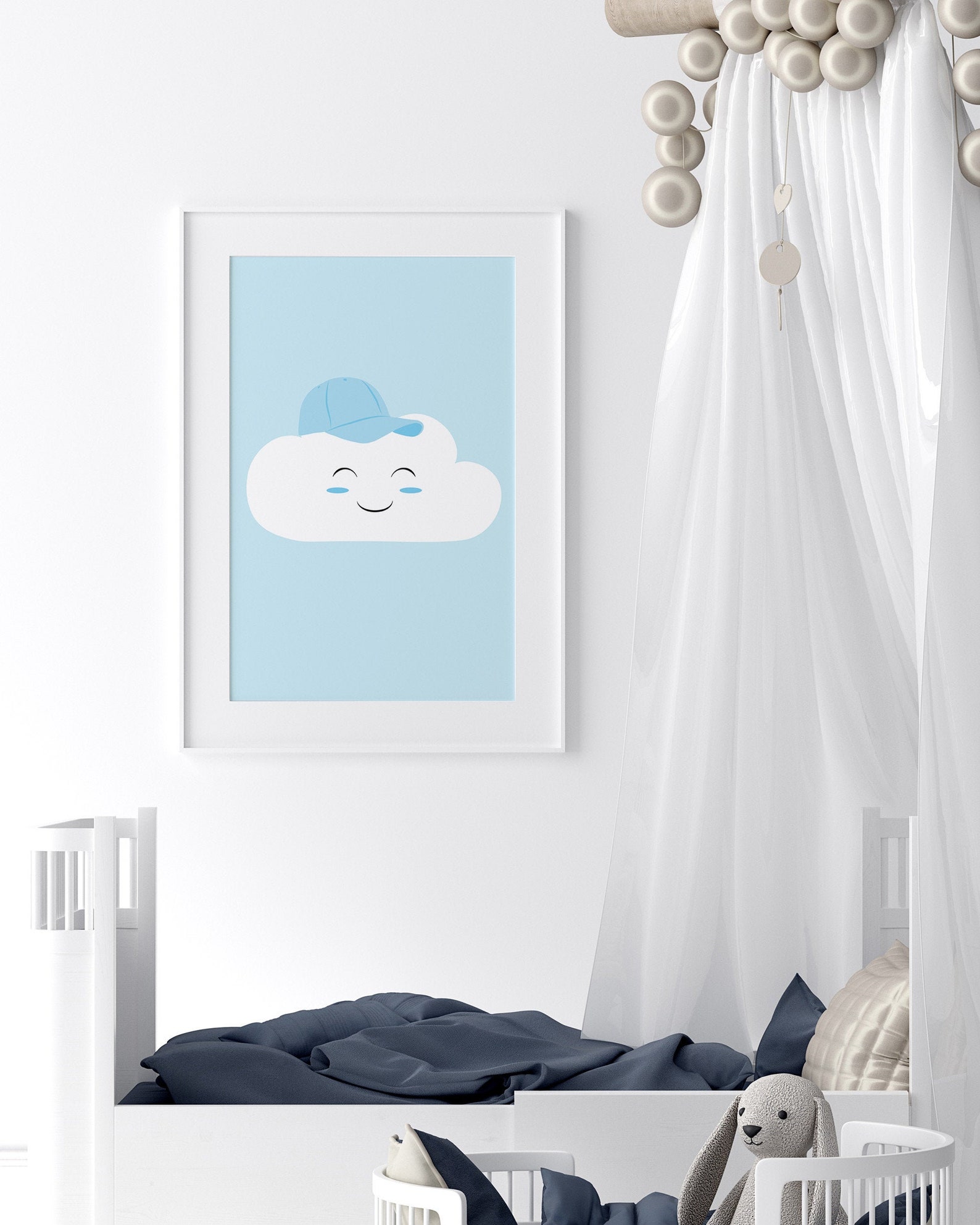 Cloud Nursery Print Printable Nursery Art Blue Cloud Print Etsy