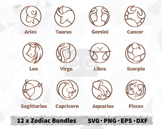 Zodiac Sign Svg Bundles Astrology Svg Horoscope Svg - Etsy