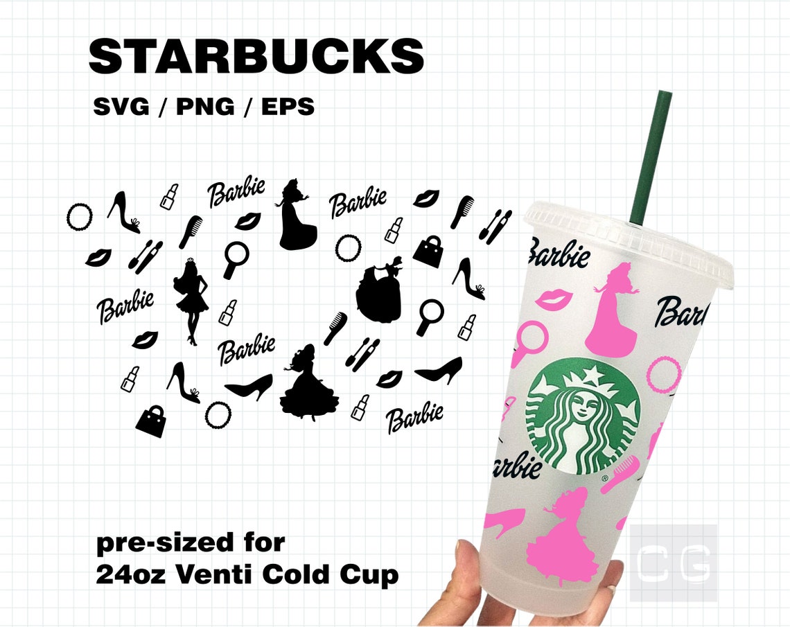 Barbie wrap svg for Starbucks cup Barbie Starbucks coffee cup Etsy