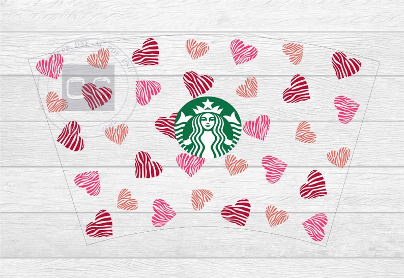 Download Zebra hearts wrap svg for Starbucks cup Valentines ...