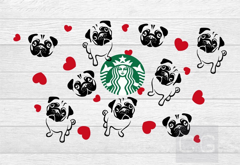 Download Clip Art Pet Dog Starbucks Cup Svg Cut File For Venti Cold Cup With Logo Cut Out Eps Pug Dog Starbucks Wrap Svg Png Art Collectibles