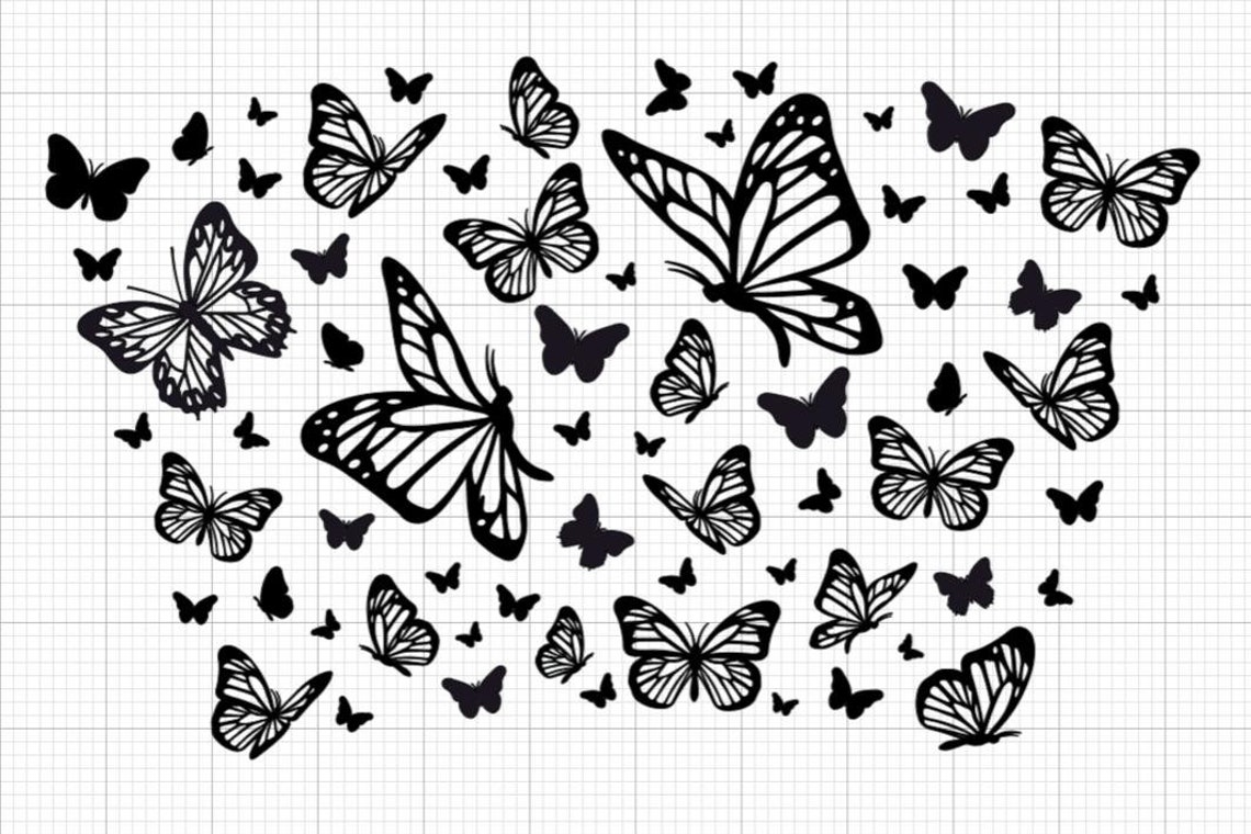 Butterfly venti cold cup svg full wrap design Starbucks | Etsy