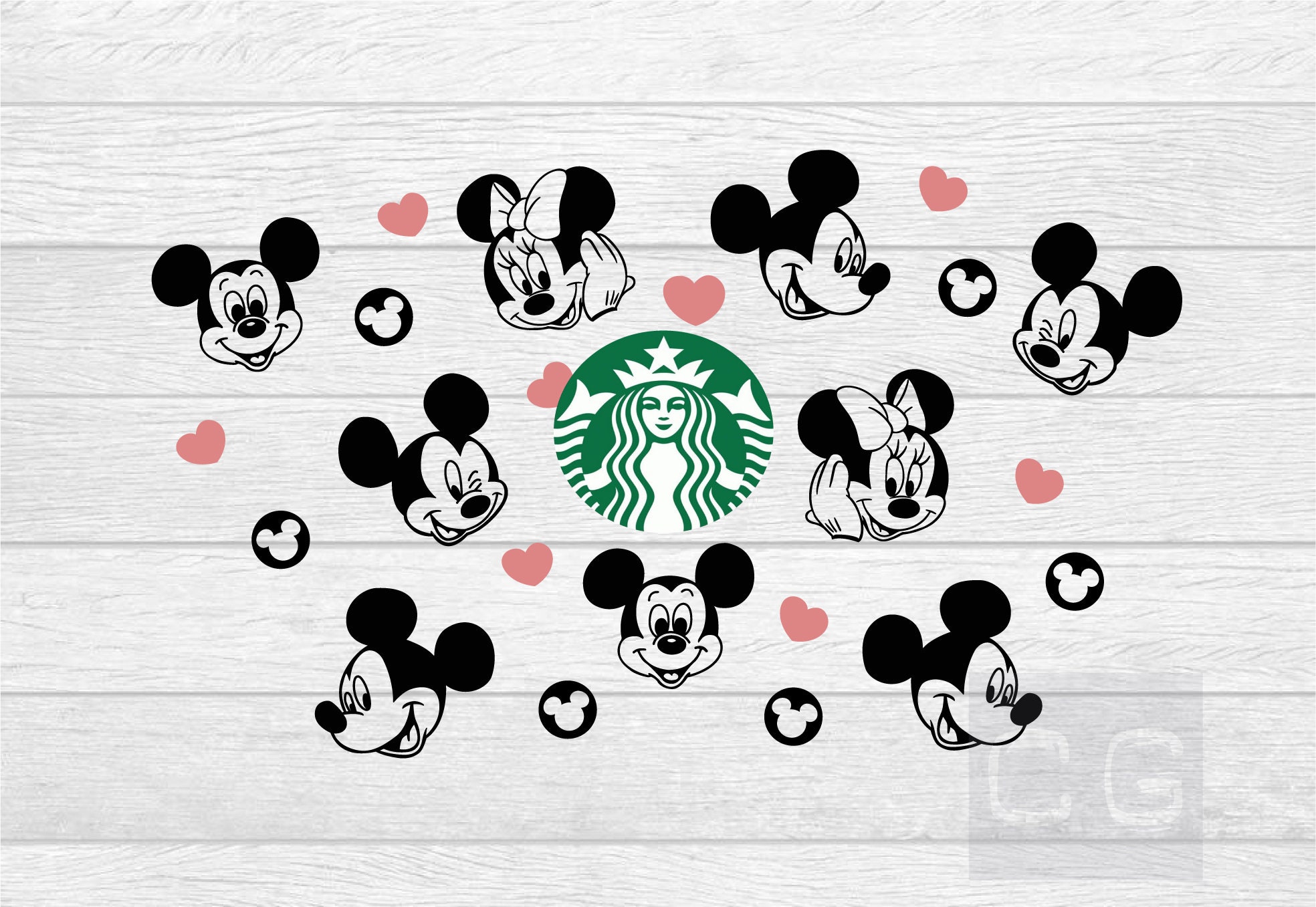 Disney Starbucks cup svg wrap design Mickey and Minnie svg Etsy